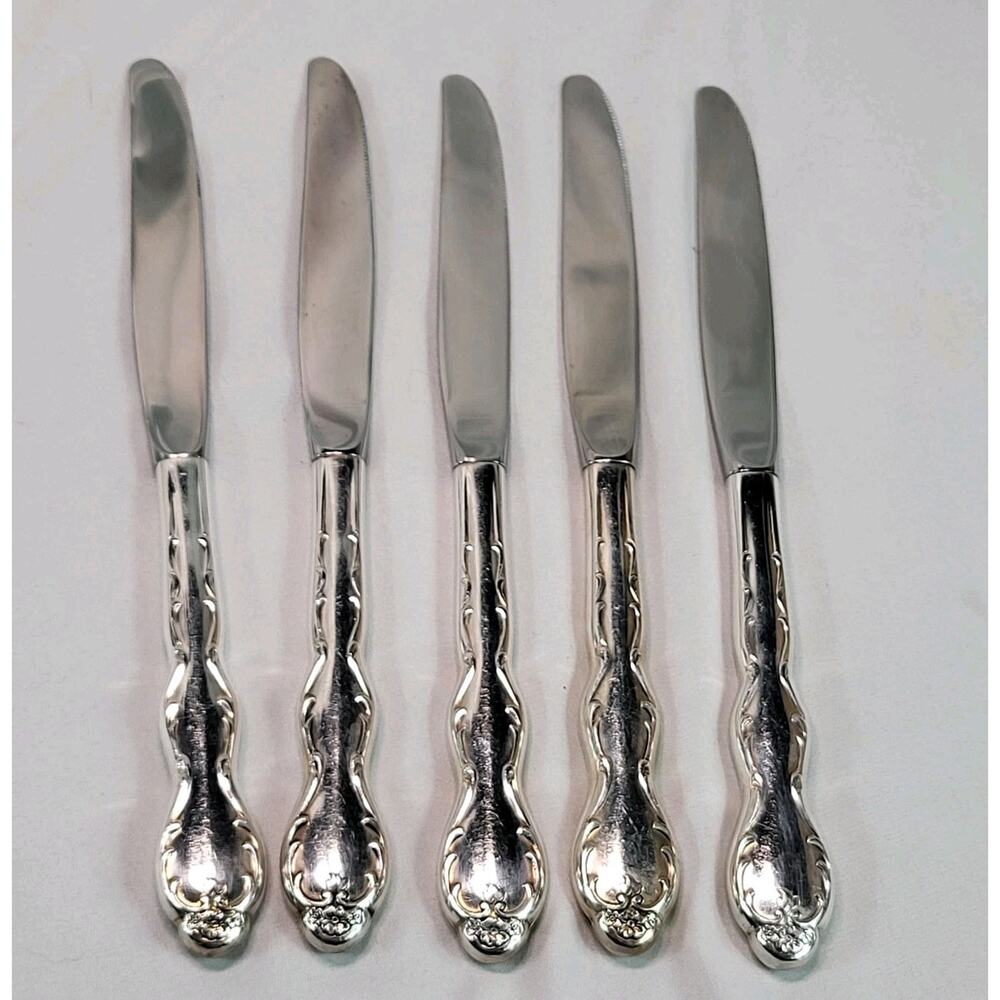 Camelot Melody Silverplate Pattern Set of 5 Butter Knives Floral Scroll VTG 1954